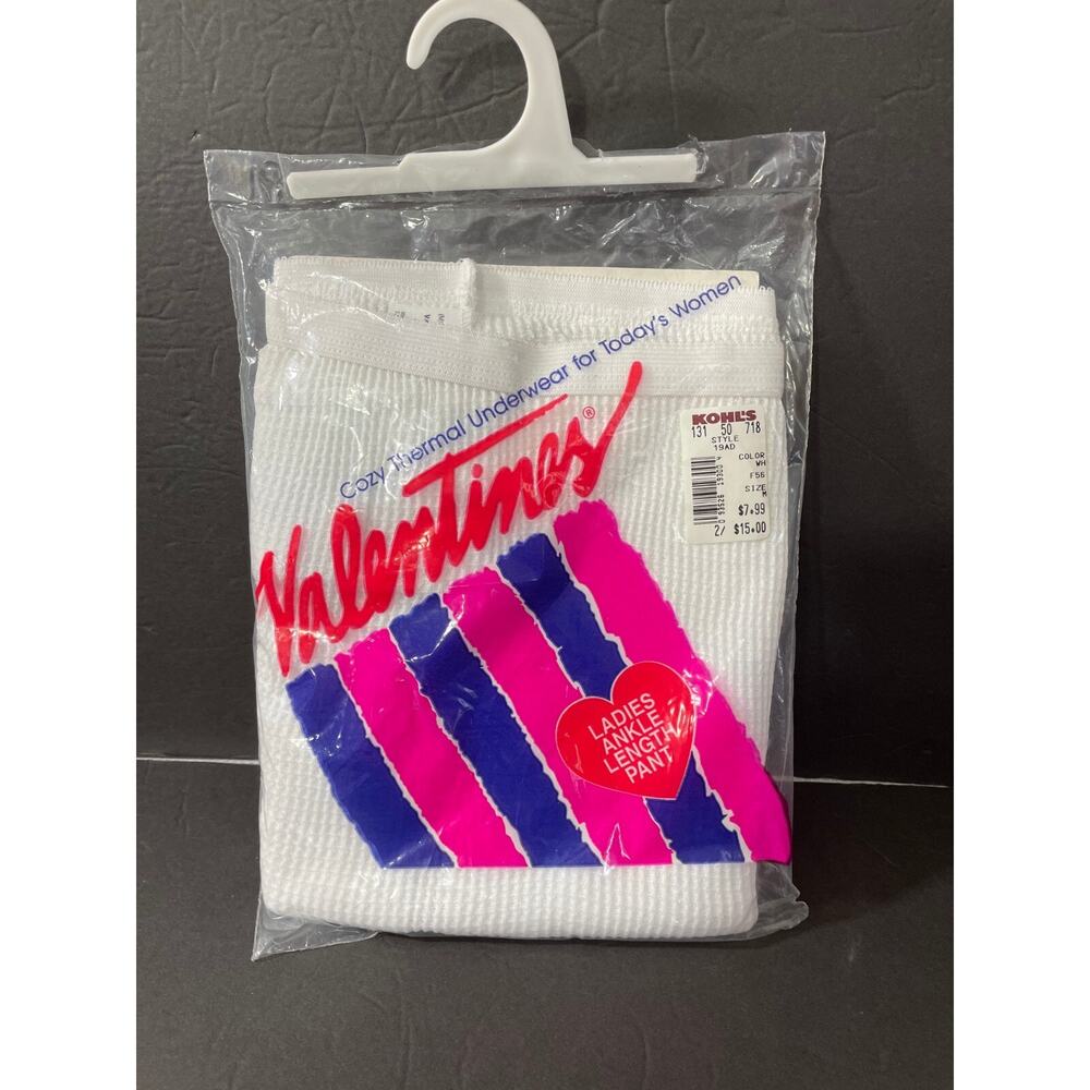 Valentines Womens Ankle Length THERMAL PANTS Size Medium WHITE NEW Made in USA